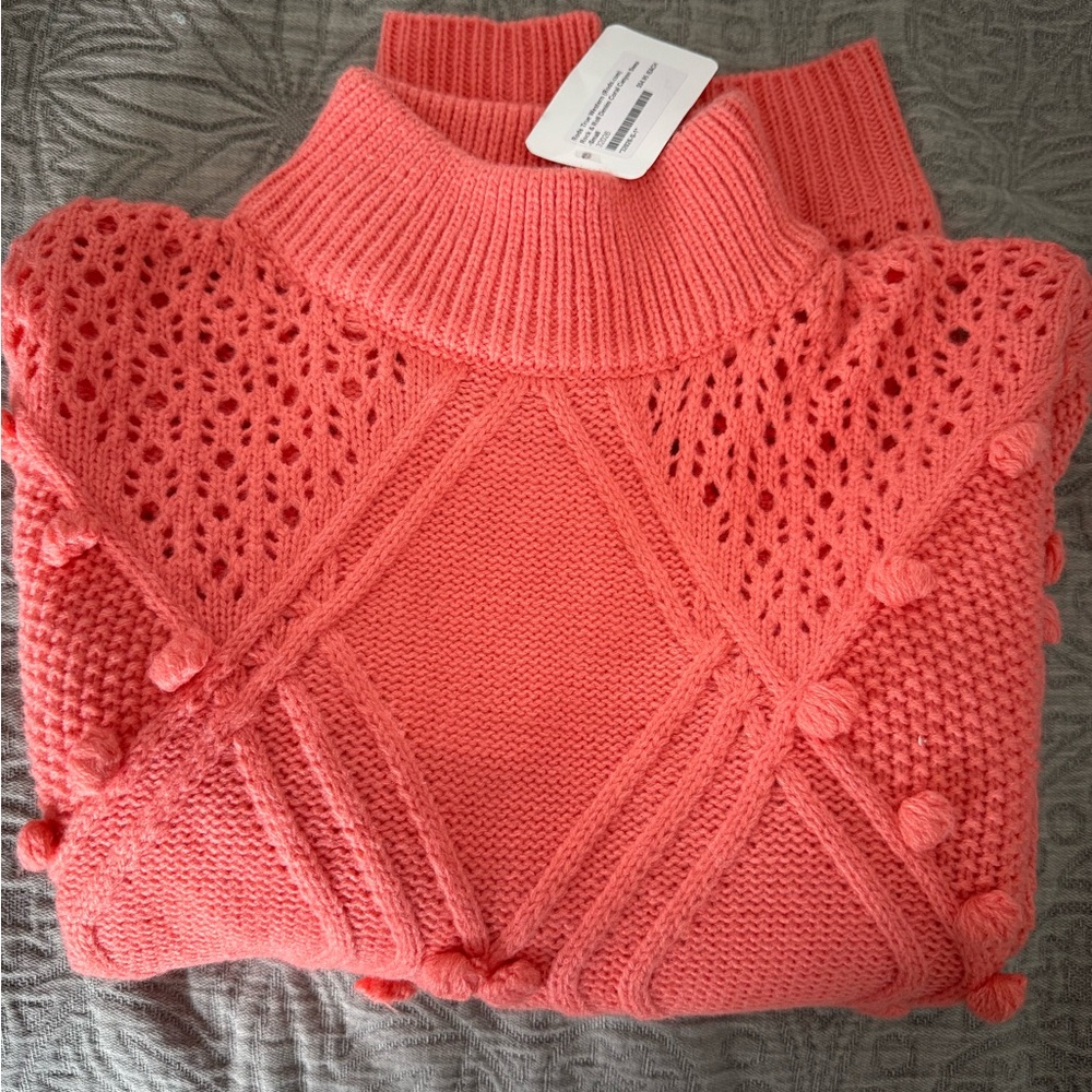 Rock & Roll Cowgirl Coral Knit Turtleneck Sweater